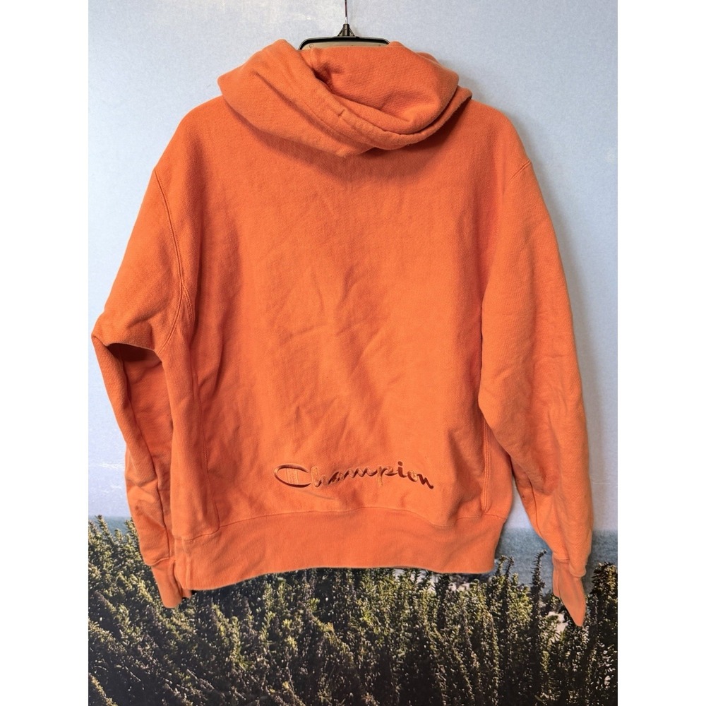 Champion Reverse Weave M Orange Full Zip Hoodie Sweatshirt Heavyweight